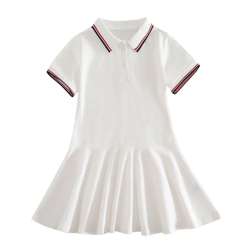 Girls Dress Kids Clothes Girls School Uniform Polo Dress England Style Stripe Design Kids Casual Short Sleeve For Teenager 2-13 Years Clothes