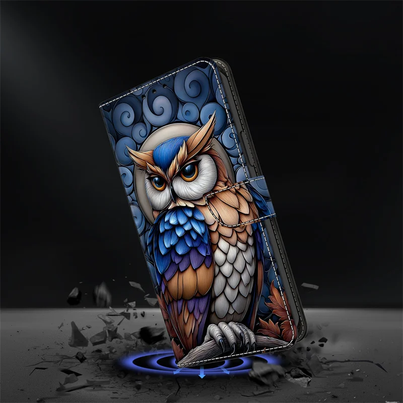 Cute Owl Wallet Leather Phone Case - Stylish Flip Cover