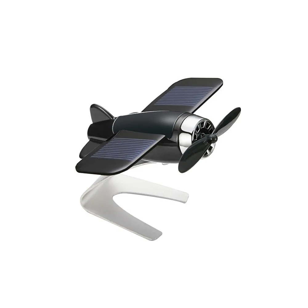 Car Decor Airplane Model Non-slip Mat Solar Energy Rotate Aircraft Dashboard