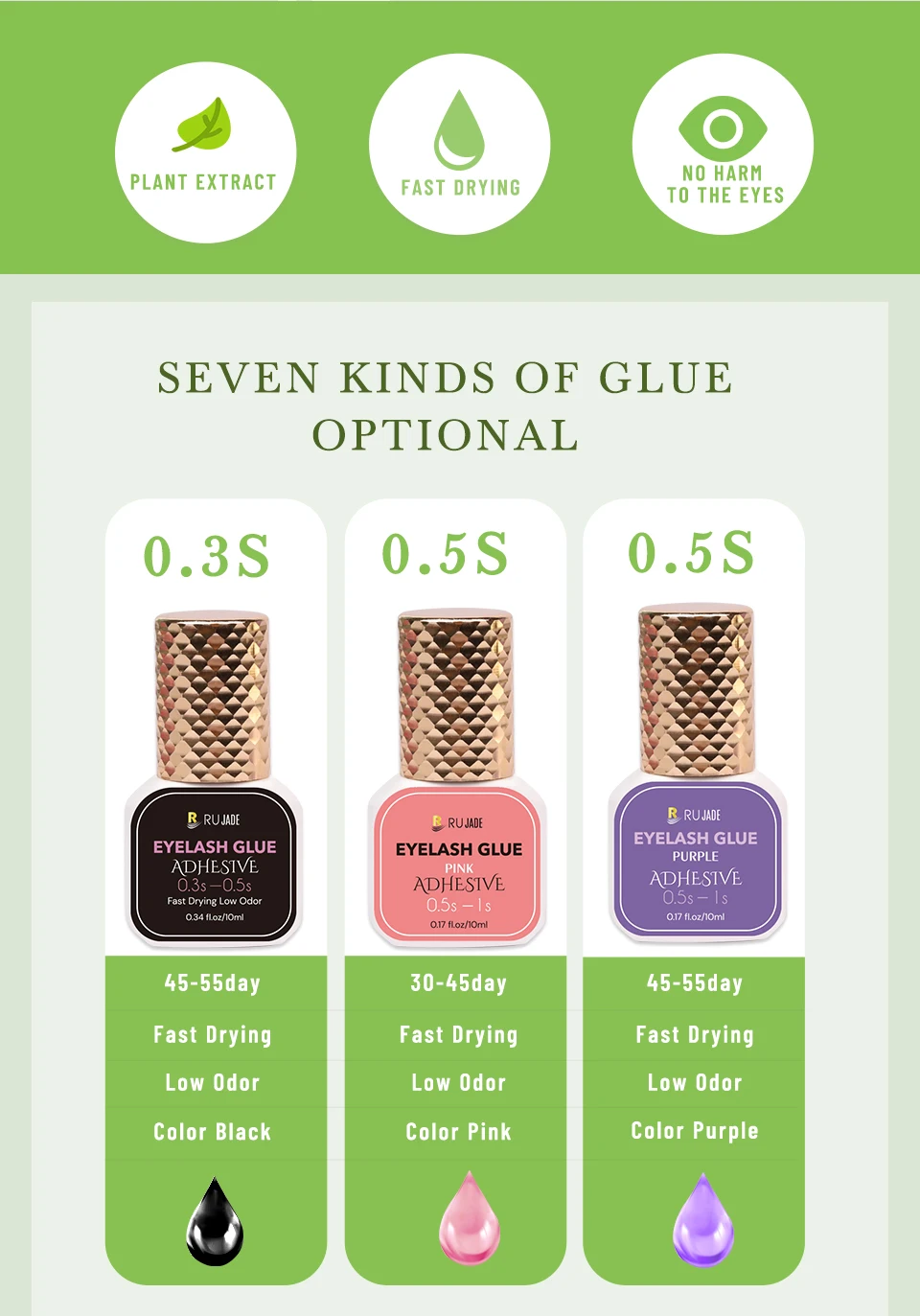 Professioneller 5/10 ml 0,3 S Wimpernkleber, schnell trocknender, langlebiger Wimpernverlängerungskleber, rosa-brauner Kleber, keine Reizung – Detail 3