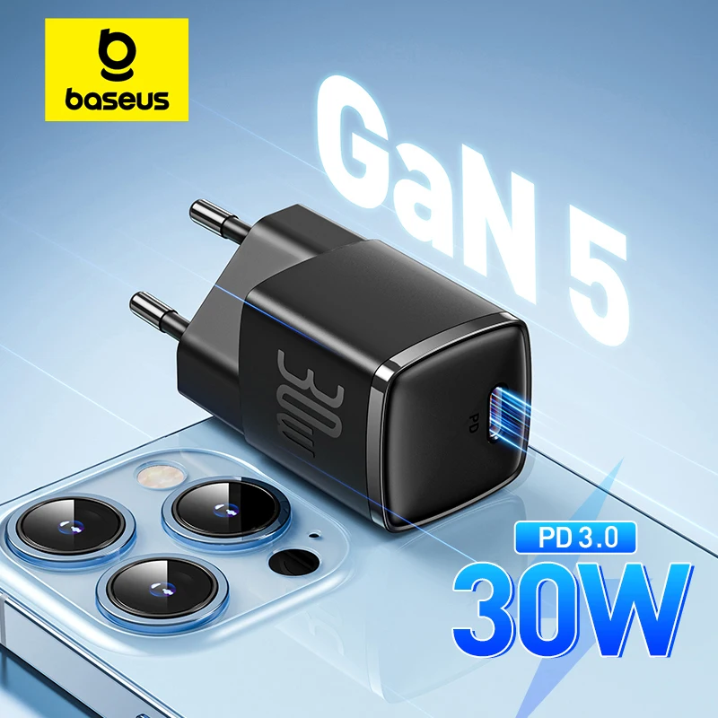 Baseus 30W GaN Charger PD Fast USB Type C Charger USB C PD3.0 QC3.0 PPS Quick Charging For iPhone 15 14 13 12 11 Pro Max Tablets