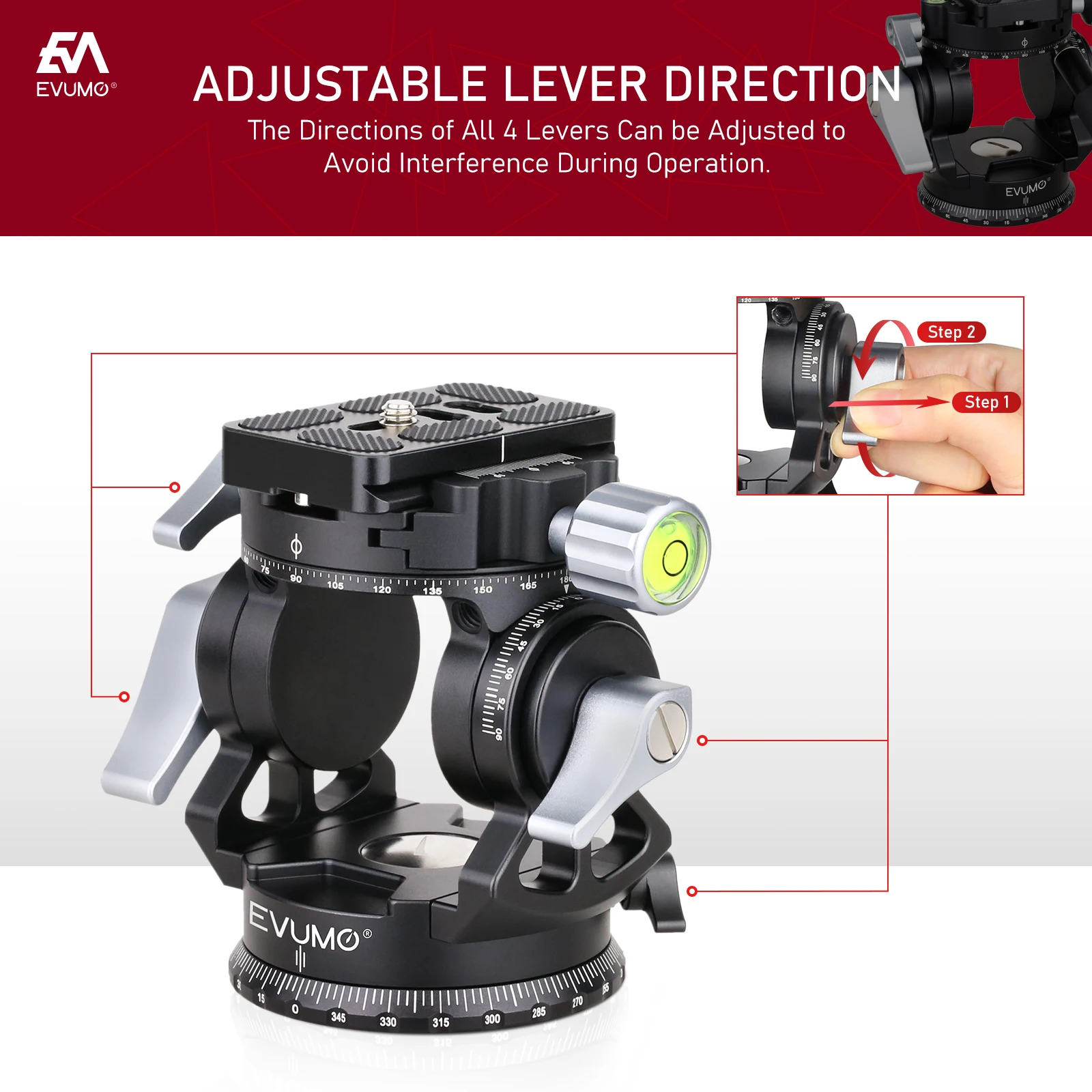 Video Hydraulic Head-80&deg;+90&deg; Video Ttipod Head 360 Panoramic Vlog Universal Ballhead For Tripod Monopod