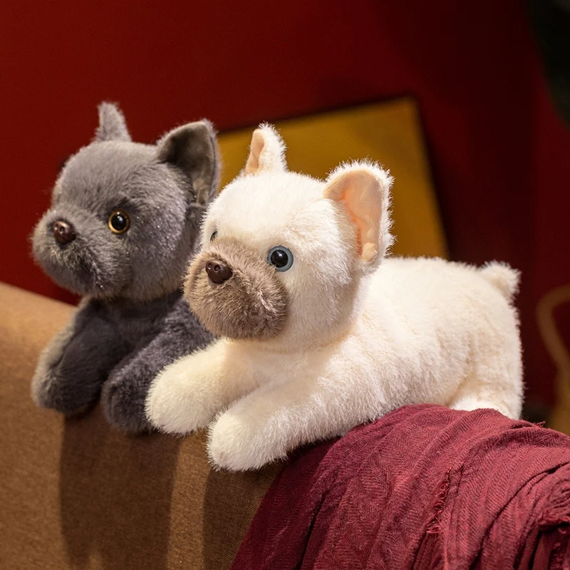 30CM Simulation Lying Bulldog Plush Toy Lovely Bulldog Pillow Stuffed Dog Doll Birthday & Back to School Anime Gift