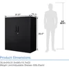 Metal Garage Storage Cabinet with 2 Doors and 2 Adjustable Shelves - 35.5" Steel Lockable File Locking Counter Cabinet 3