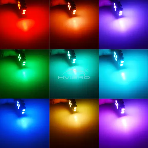 2pcs T10 W5W RGB LED Bulb with Wireless Remote Control for Car Interior Dome License Plate Reading Light 12V Brake Signal Lamp - Image 5