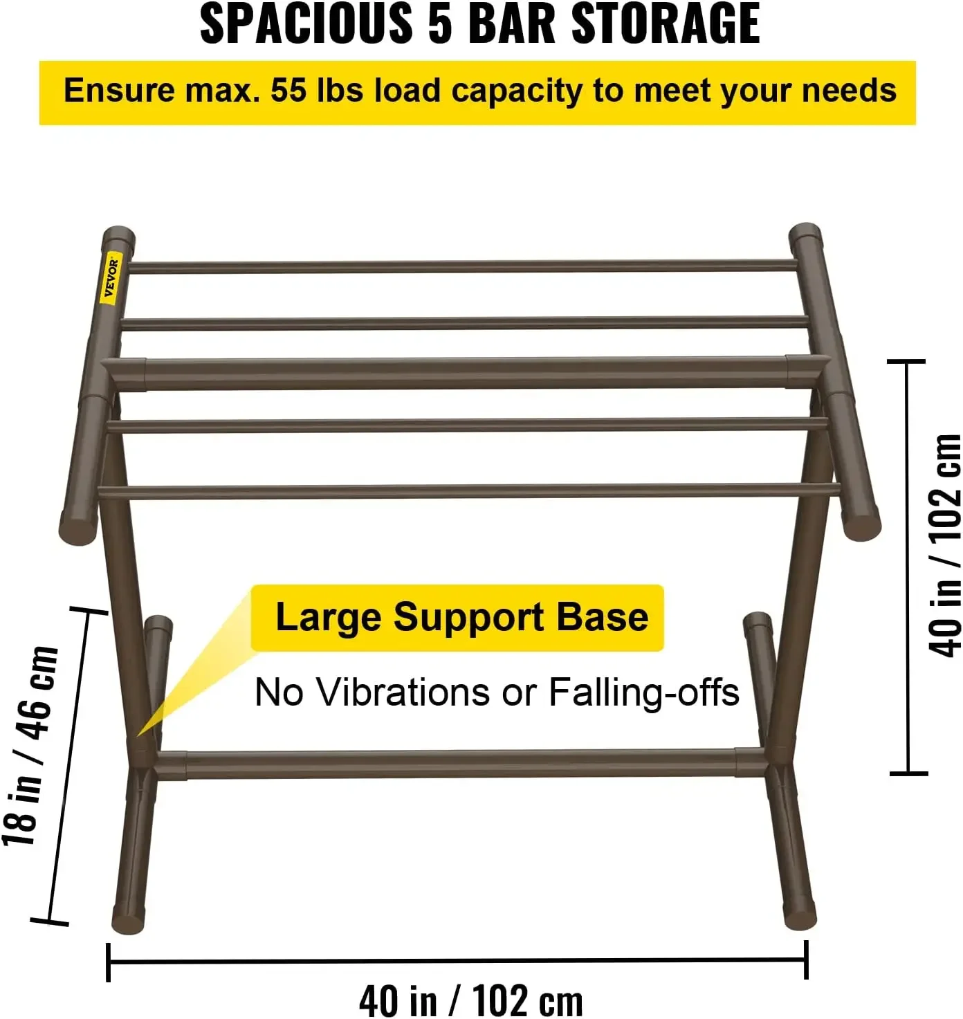 Pool Towel Rack, 5 Bar, Brown, Freestanding Outdoor PVC T-Shape Poolside Storage Organizer, Include 8 Towel Clips 3