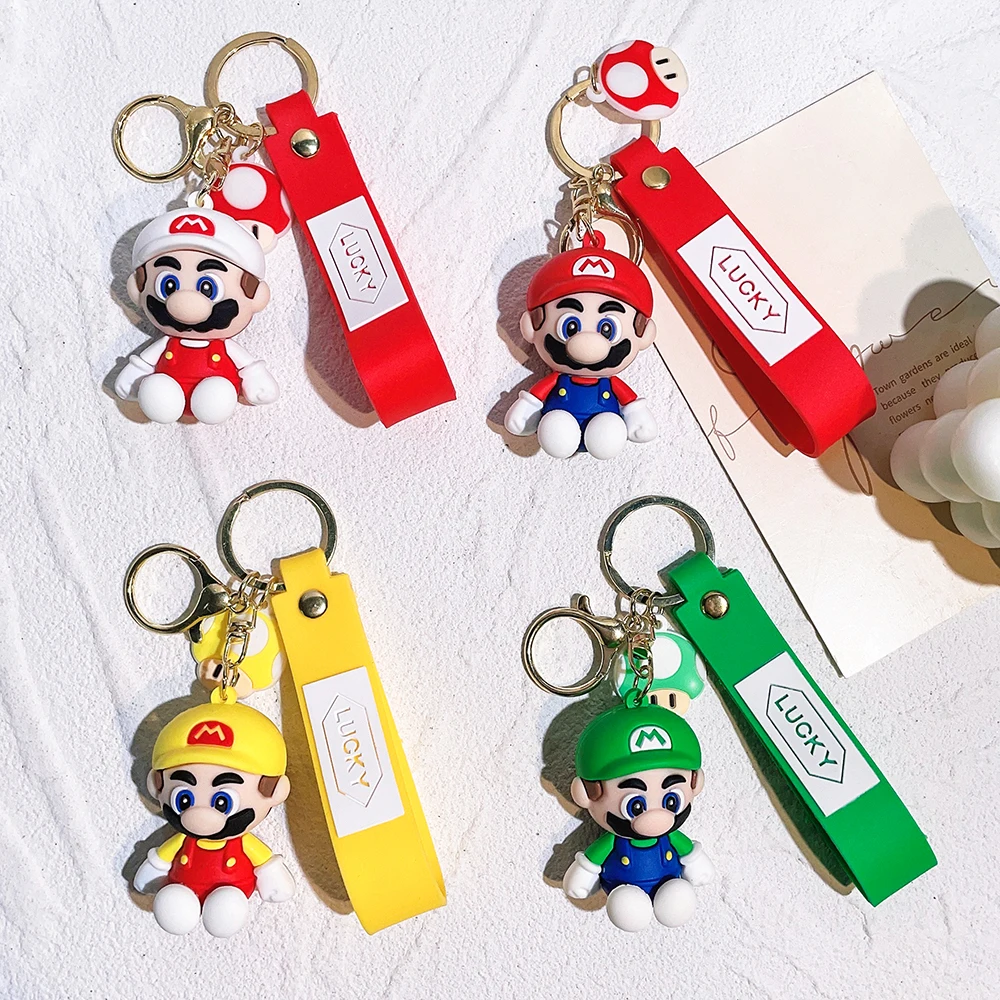 Game Super Mario Bros Keychain Cute Figure Yoshi Peach Mario