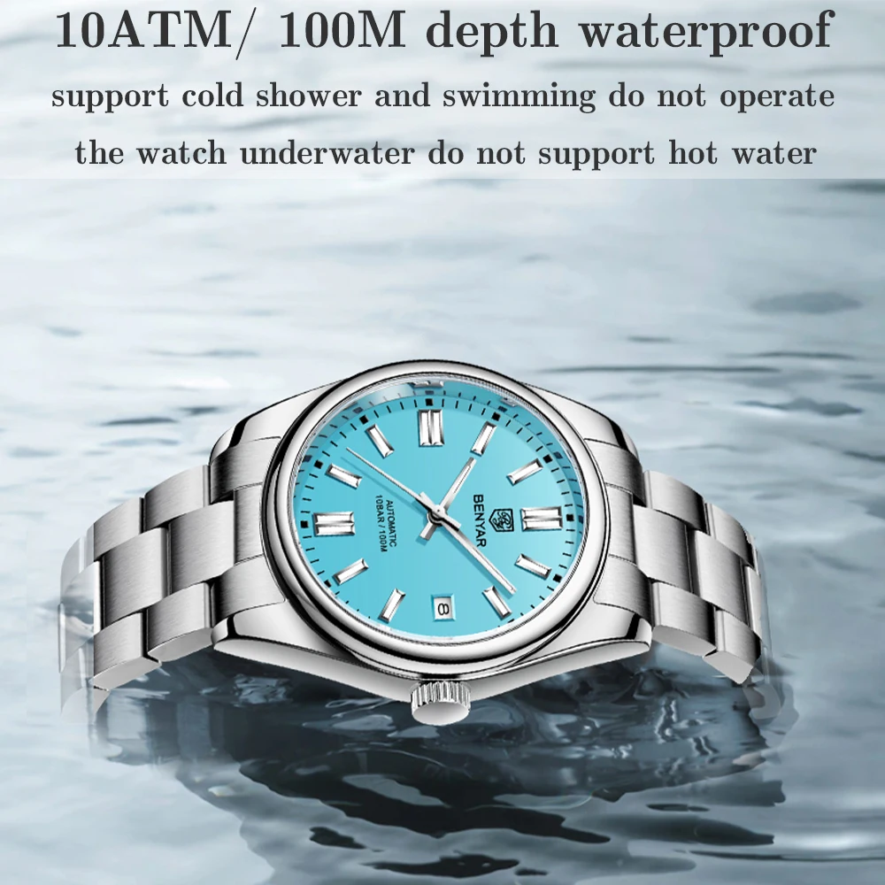 2022 BENYAR New Luxury Men Mechanical Wristwatches 10Bar Waterproof Automatic Watch Stainless Steel Sports Diving Watch for Men