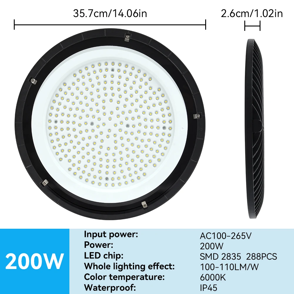 LED-Ladenleuchten, 200 W, Arbeitsleuchte, helle Lagerbeleuchtung, UFO High Bay, kommerzielle Garagenbeleuchtung – Detail 4