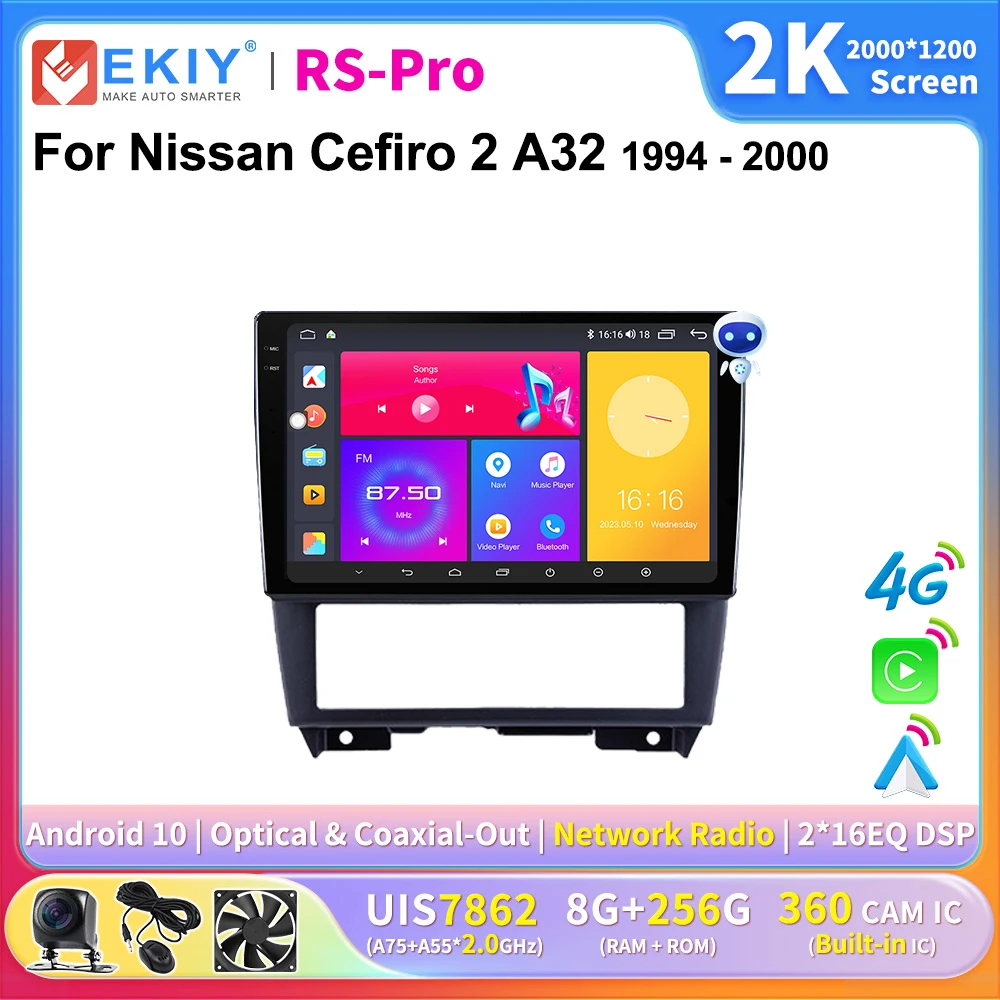 

EKIY 2K Screen CarPlay Radio For Nissan Cefiro 2 A32 1994-2000 Android Auto Car Multimedia GPS 4G Player Stereo Navi 2 Din DSP