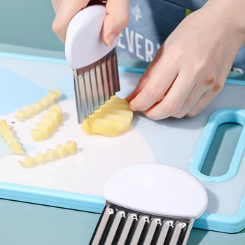 스테인레스 스틸 웨이브 감자 커터, 오이, 애플, 프렌치 프라이 슬라이서 나이프, 야채, 과일 다지기 메이커, 주방 요리 도구