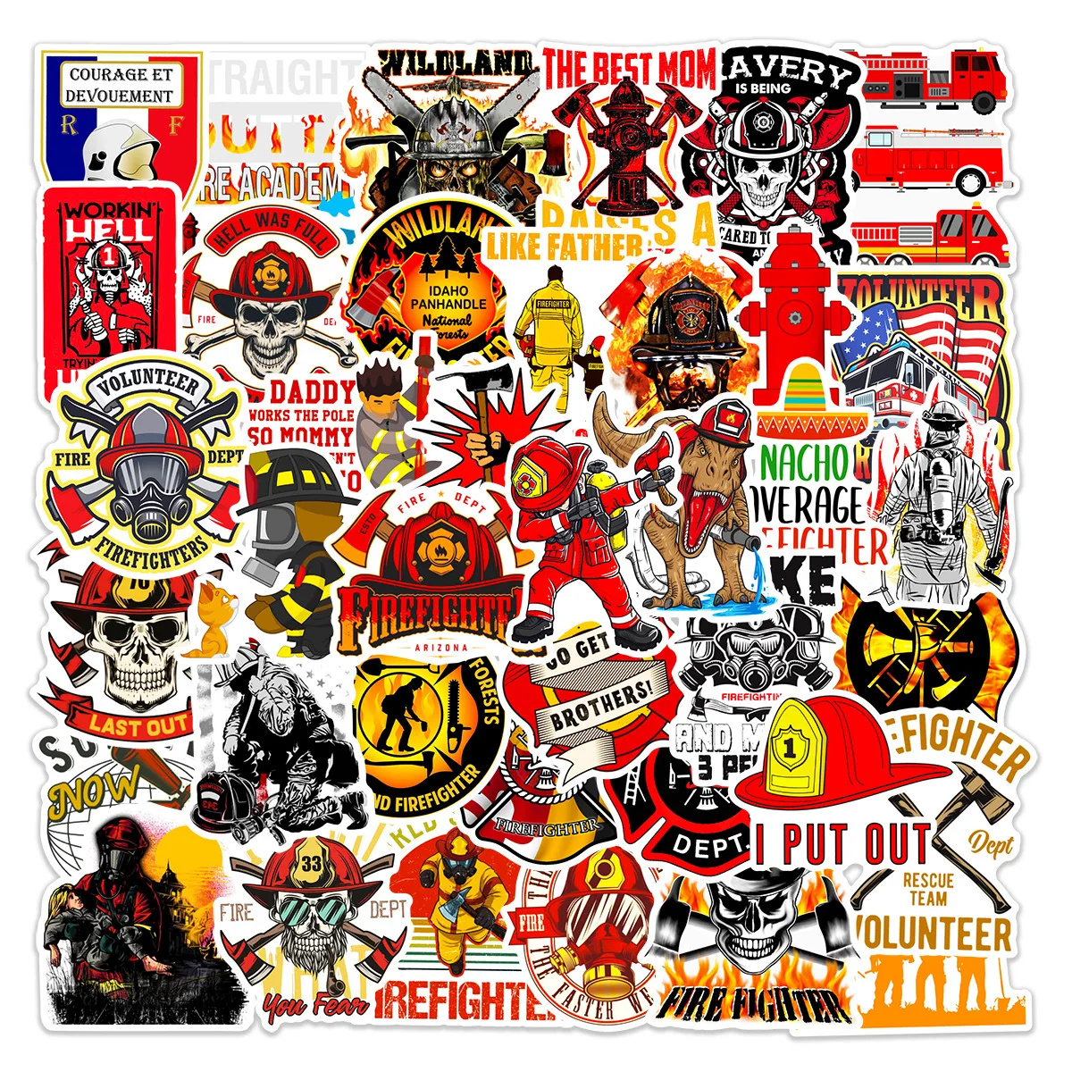 

10/25/50pcs Firefighter Graffiti Stickers Decals for Laptop Pad Phone Fridge Luggage Water Bottle Skateboard Motorcycle Helmet