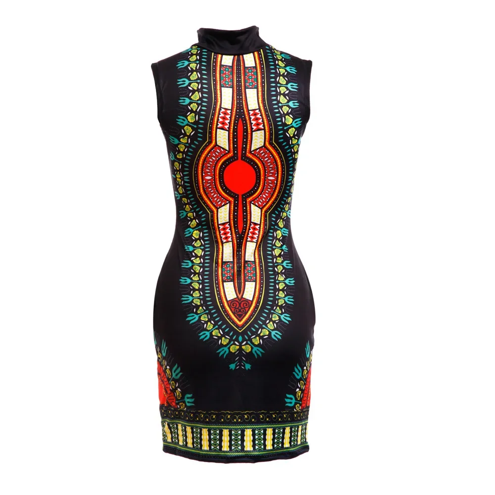 African Dress,Kaftan Dress S-3XL African Dresses for Women Super Elastic Dashiki Print Bazin Riche Robe Sleeveless Midi Dress Party Casual Ropa Para Mujer