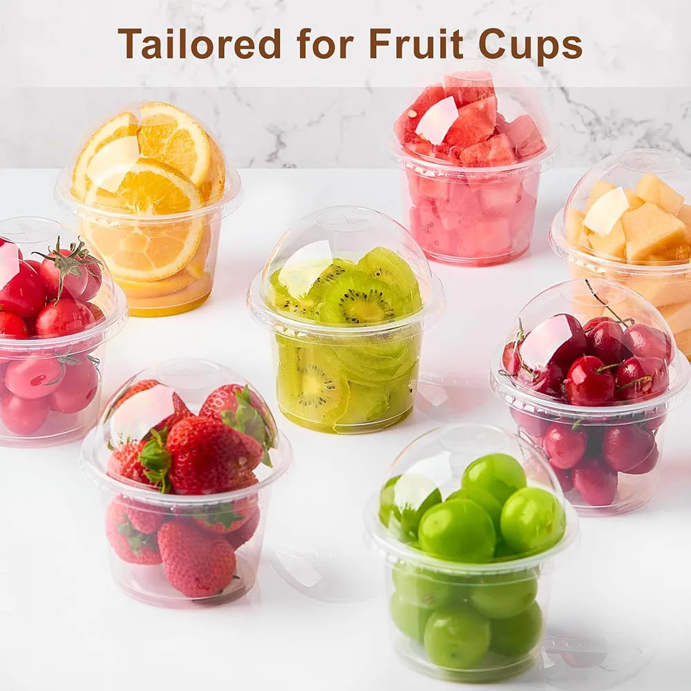 50Pack 8oz Disposable Clear Plastic Cups with Dome Lids,PET Dessert Cups,Disposable Snack Bowls for Ice Cream,Cake,Fruit,Parfait