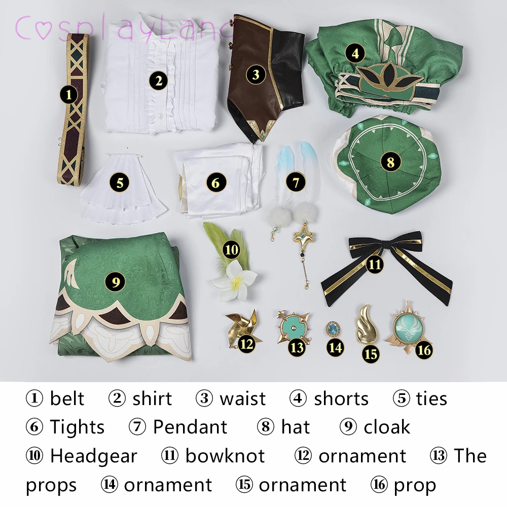 Game Venti Cosplay Costume, Genshin Impact Cosplay Outfit Anime Cosplay Halloween Costumes Women Valve Costume Full Set Uniform