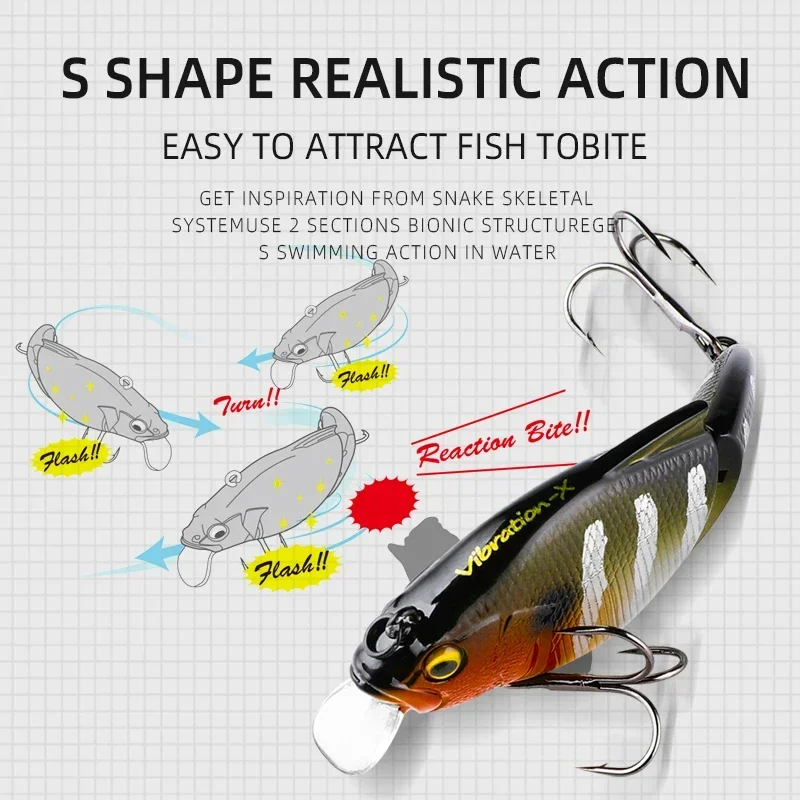 Vatalion Fishing Lure Vibration Sinking Crankbait Wobblers Swimbait  Artificial Hard Lipless Pike Bass Fish Megabass Joint Bait