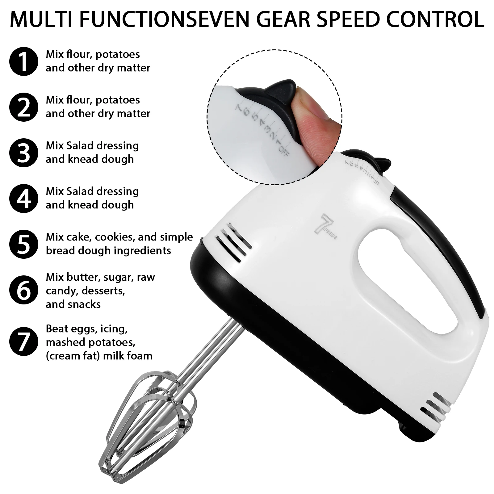 Electric Hand Mixer 7 Modes Hand Mixer Blender Machine Automatic Cake  Beater Cream Whipper Pastry Hand Blender for Kitchen