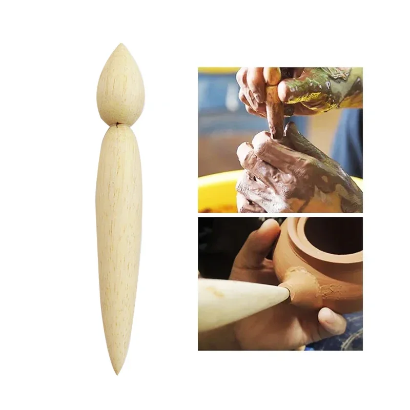 Pottery Spout Modifier Double-head Wooden Punching Tounded Corners Teapot Spout Modeling Ceramic Clay Repair Tools 1Pc pottery tools,clay sculpting tools,pottery sculpting tools,clay craft tool