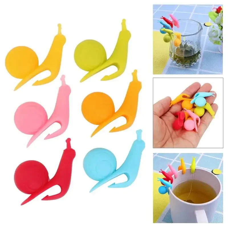 Tea Bag Holders For Cup 6pcs Drink Marker Tea Accessories Food Grade Silicone Waterproof Different Colors Silicone Drink Marker