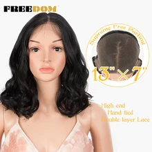 Vrijheid Synthetische Lace Front Pruiken 13X7 Kant Pruiken Voor Zwarte Vrouwen 12 Inch Korte Bob Pruik Ombre Blonde 99J Kleurrijke Cosplay Pruiken