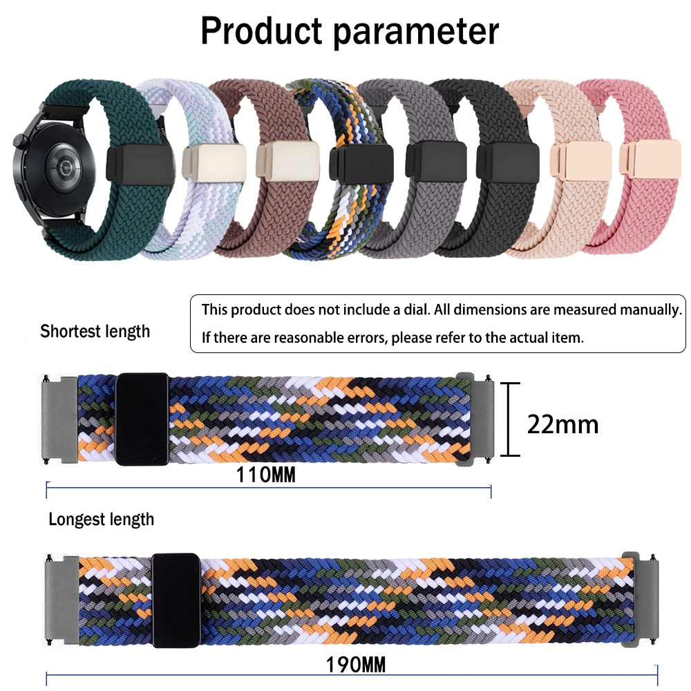 Magnetic Buckle Nylon Watch Strap - Premium Adjustable Band, 22mm/20mm