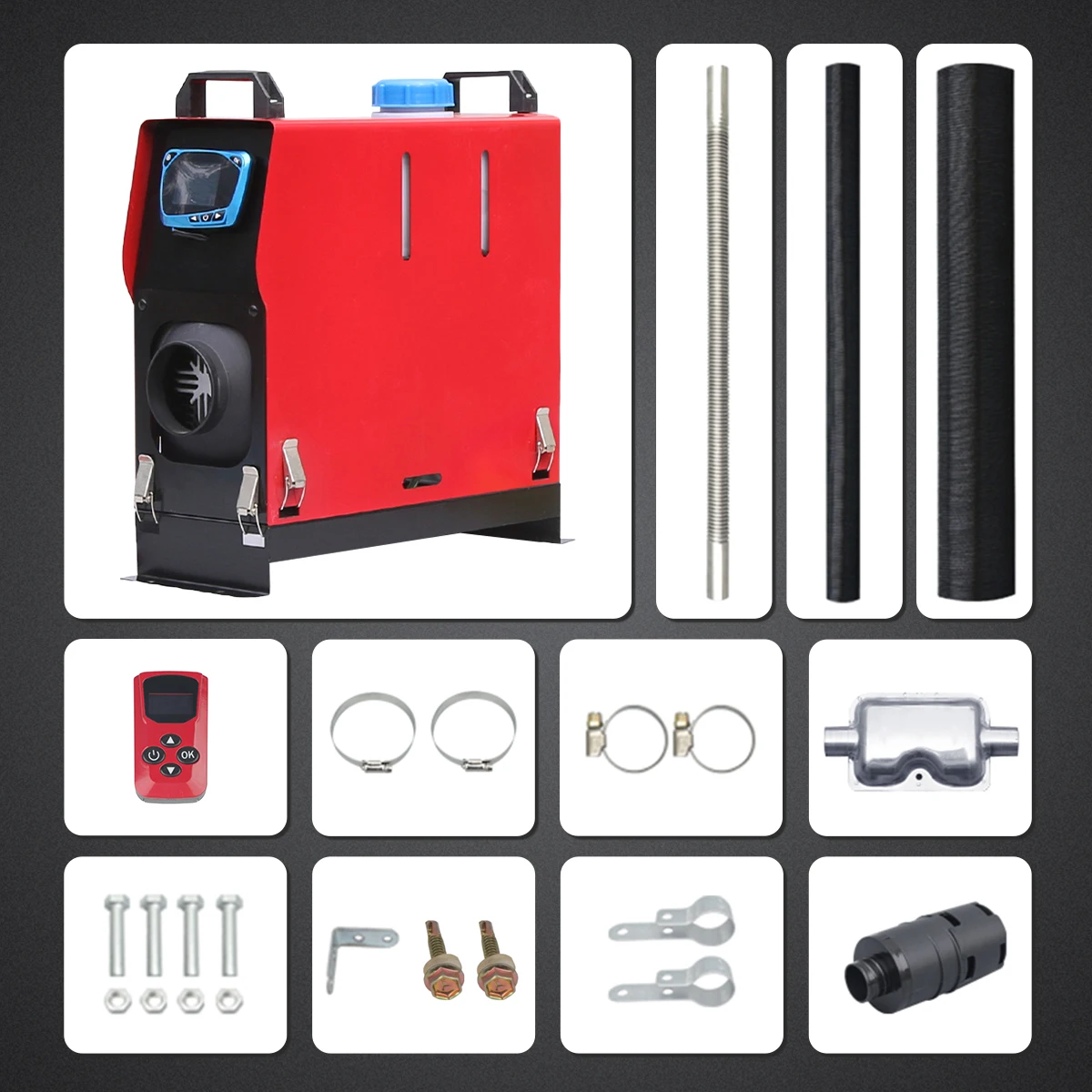 12/24V Air Diesel Heater Portable Noise Reduction 5-8KW Parking Warmer For Car Truck Boat RV Parking Heater Heating