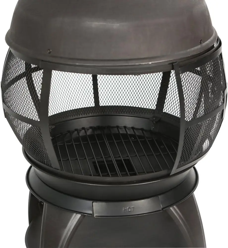 Wood Burning Fire Pits Chimenea Outdoor Fireplace Wooden Firepit, Brown-Black