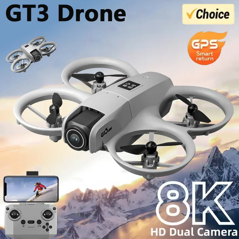 New GT3 Optical Flow Localization Drones Wide Angle HD 8K Dual Camera Height Hold RC Obstacle Avoidance Foldable Quadcopter Toys 1