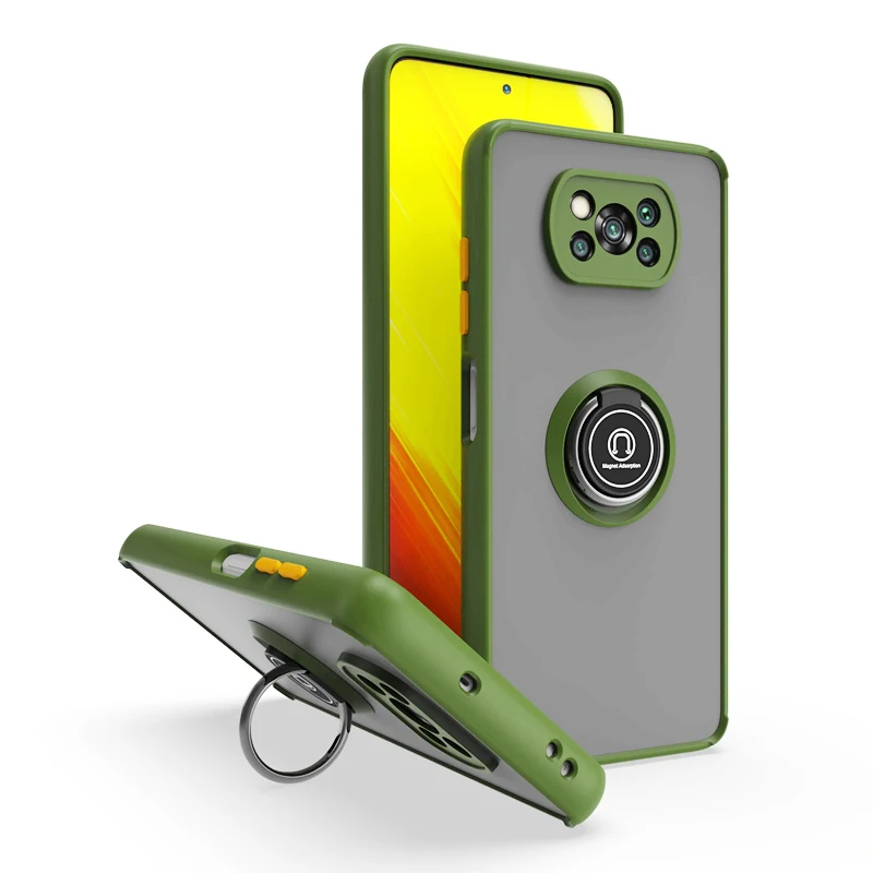 KEYSION Fashion Matte Hülle für Xiaomi POCO X3 Pro X3 NFC X3 GT Transparenter Ringständer Stoßfeste Handyhülle für POCO M3_voghion.com