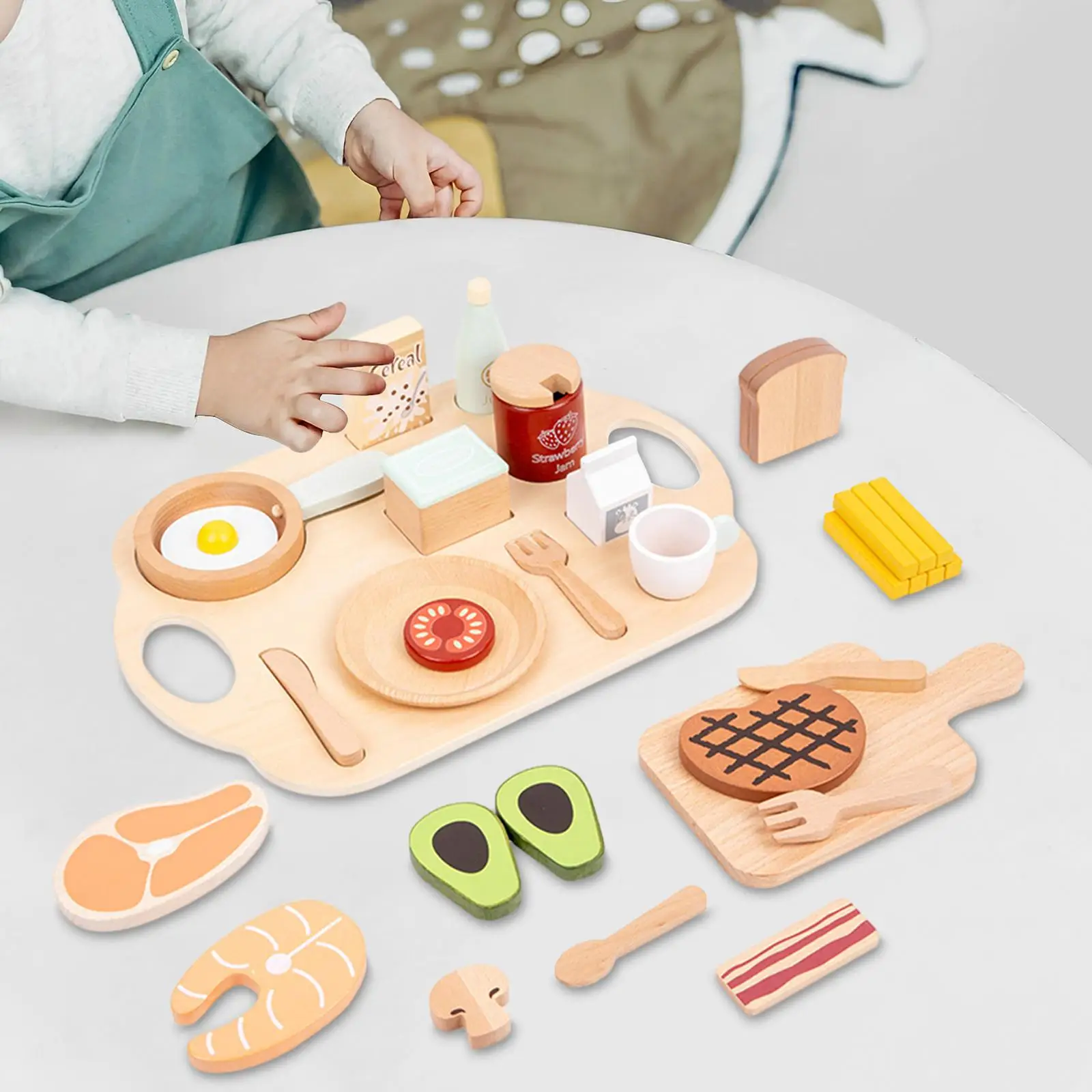 Toddlers Pretend Cooking Toys Preschool Wooden Play Food Set for DIY Model Furnishings Landscape Decorations Gift Handcraft