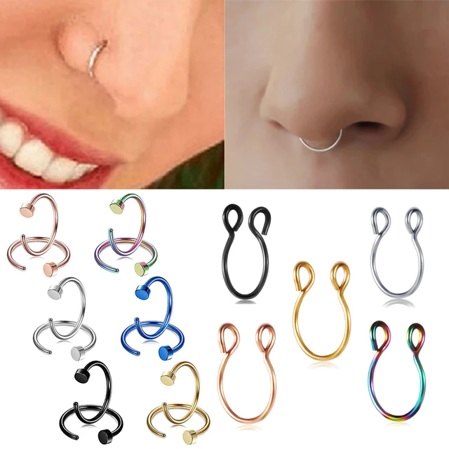 Alloy Fake Nose Piercing Nose Clip  Fashion Body Jewelry Fake Nose -  Fashion Punk - Aliexpress