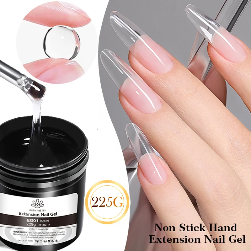 BORN PRETTY 225g Clear Non Stick Hand Solid Extension Nail Gel Polish Carving Flower Nail Art Building UV Gel Acrylic Varnish 2