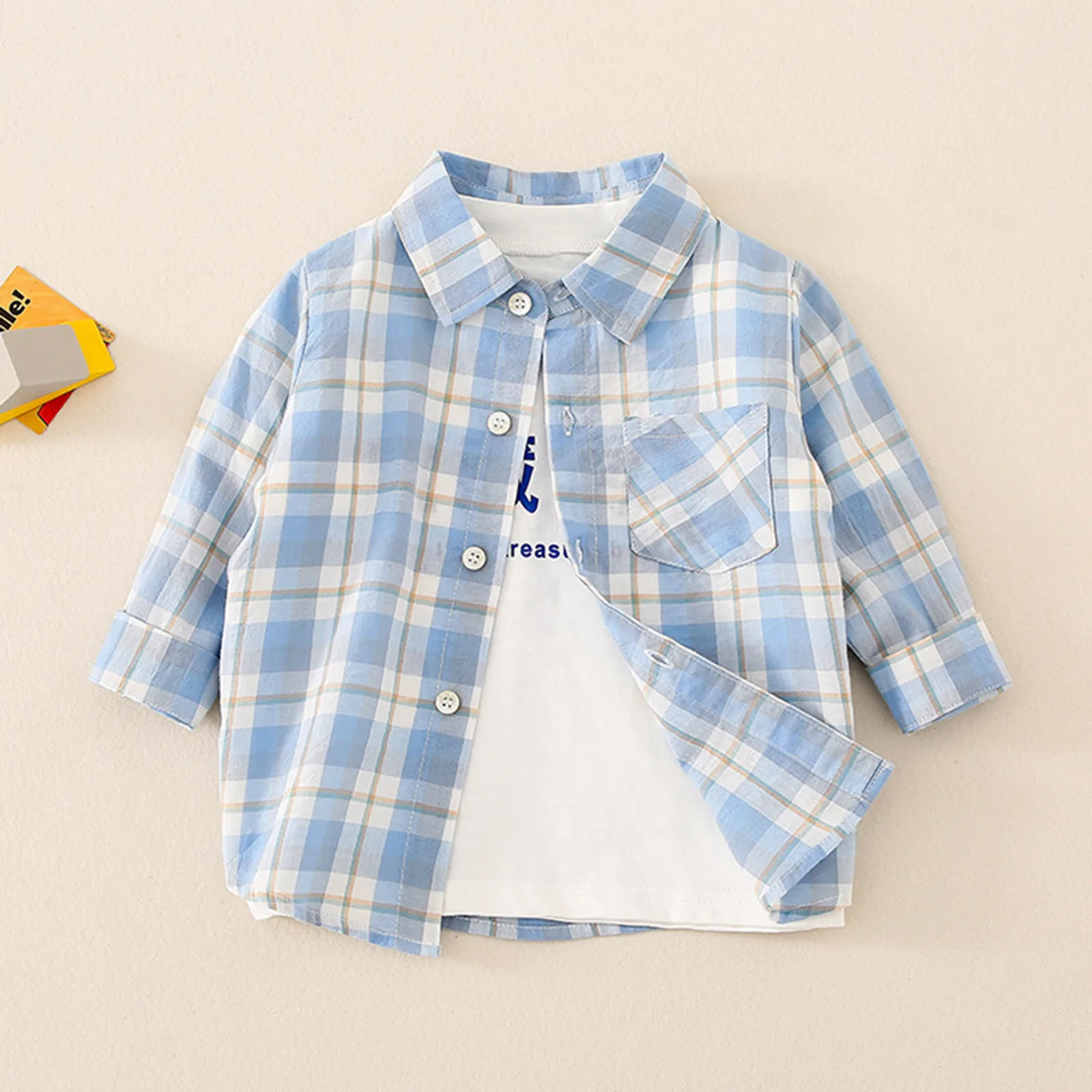 Toddler Kids Baby Boys Shirts Button-Down Plaid Shirts Spring Autumn Long Sleeve Outwear Pink Check Blouse Tops