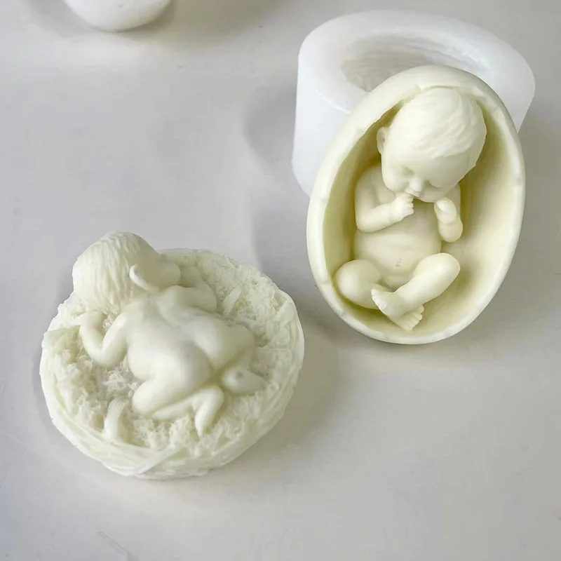 

Sleeping Baby Silicone Mold Egg Shell Baby Soap Molds Swaddled Baby Candle Mold
