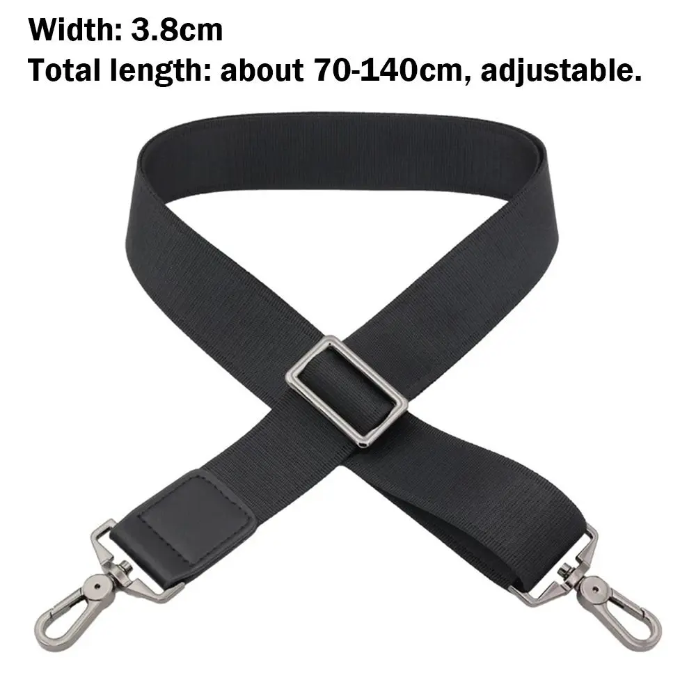 3.8cm Width Black Nylon Shoulder Bag Strap Adjustable Replacement Detachable Belt for Women Messenger Bag Handle Handbag Belt
