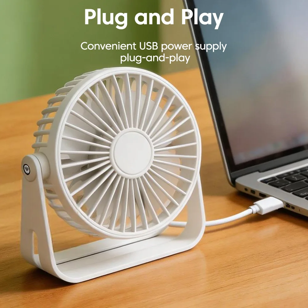 Compact 360° Adjustable USB Desk Fan