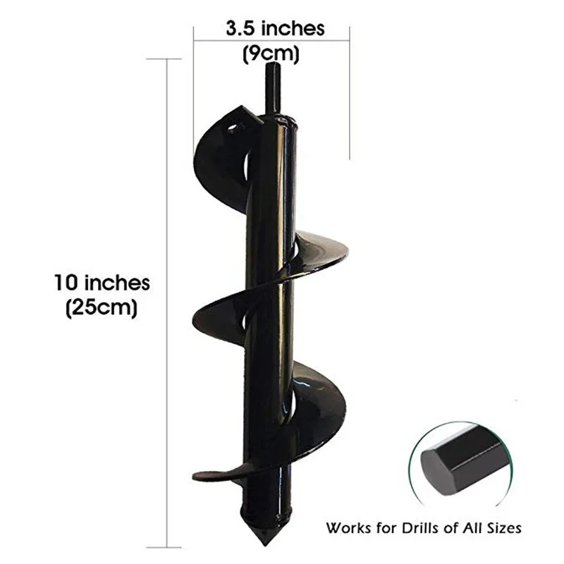 Garden Auger Spiral Drill Bit Flower Planter Bulb Shaft Auger Yard Gardening Earth Drill Planting Hole Digger Tool 6