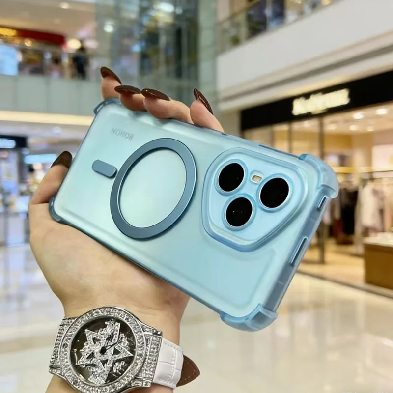 Airbag Shockproof Magnetic Clear Phone Case with Wireless Charging Compatibility