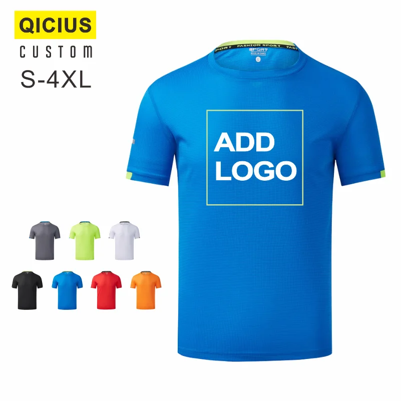 T-shirt a maniche corte in poliestere ad asciugatura rapida da uomo Stampa personalizzata sfusa Logo ricamato Sport Corsa Girocollo traspirante Top 4XL