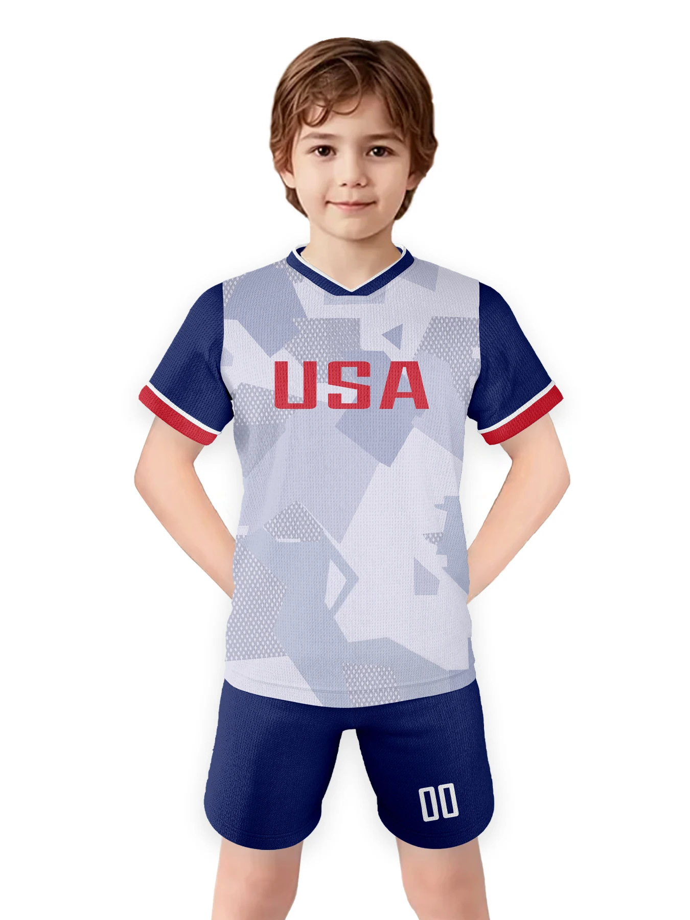 USA Customized Soccer Jersey Kit America Football Shirt Custom Name Number Kids Youth Training Outfit Children's Gift