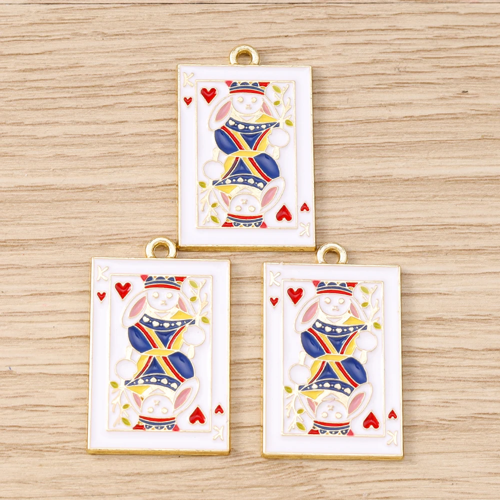 Tusember Emaille Lustige Pokerkarten-Anhänger Poker-König Charms für Handgemachte Ohrringe Halsketten DIY Schmuckzubehör – Detail 6