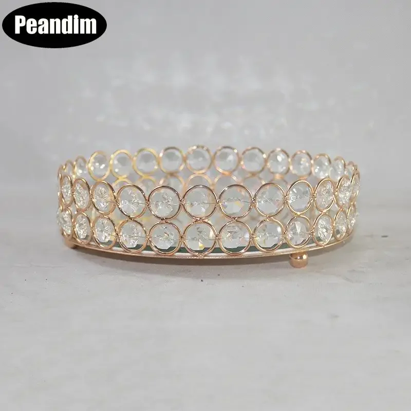 PEANDIM Gold Crystal Cake Stand Mirror Cupcake Dessert Display Decoration Tools Wedding Party Birthday Display Home Storage Tray