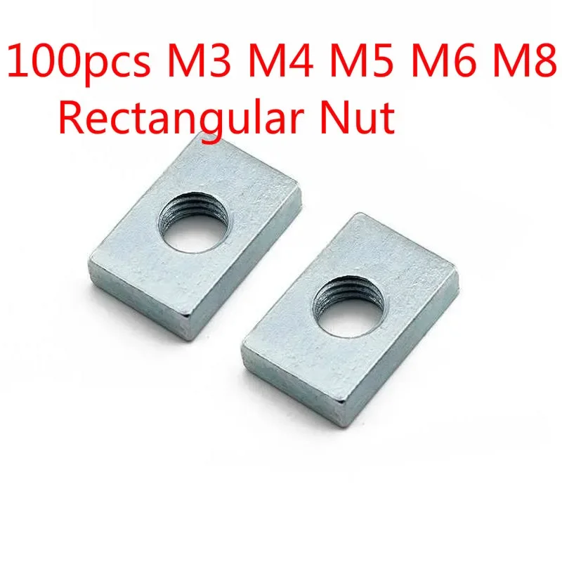 100pcs-M3-M4-M5-M6-Aluminum-Profile-Square-Nut-Rectangular-s-GB39 ...