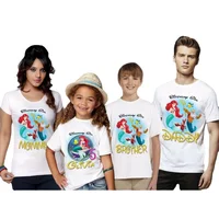 The Little Mermaid Birthday Shirt Mermaid Family Set T-Shirt Family Matching Outfits, Customized with Any Name and Age 1