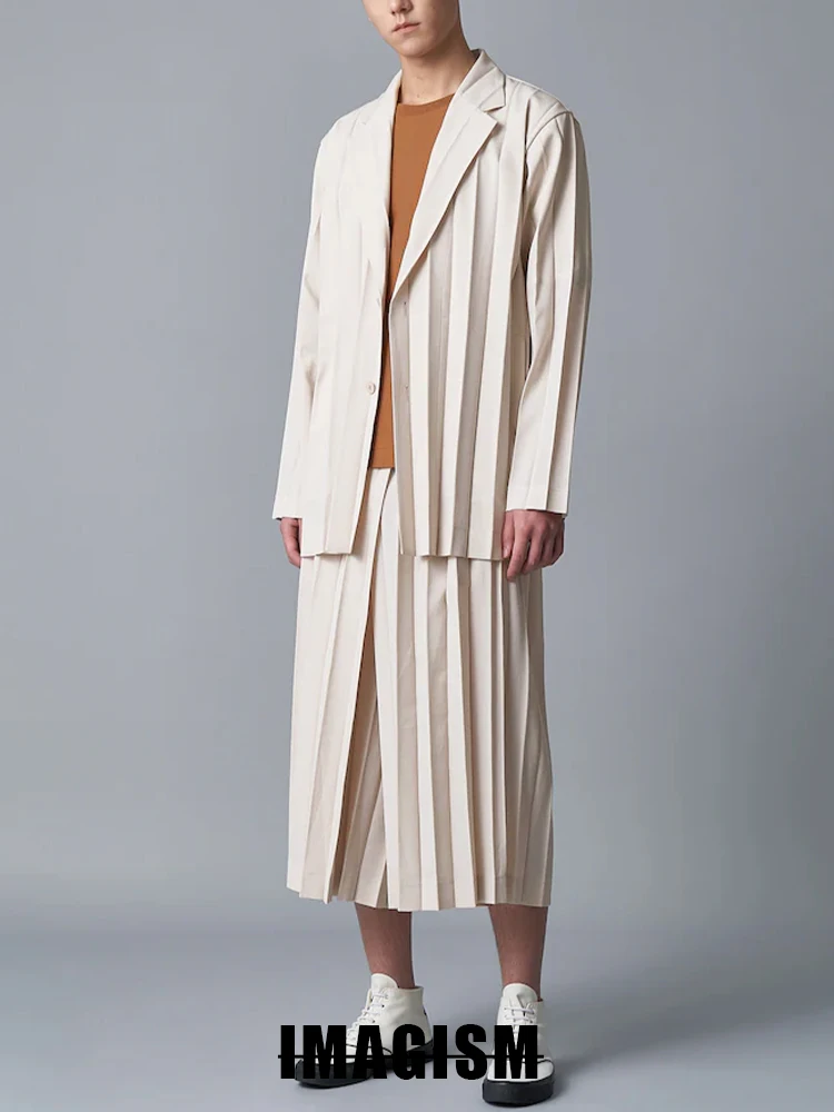 Miyake Fold New Niche Design Casual Loose Thin Paper Suit Jacket Men
