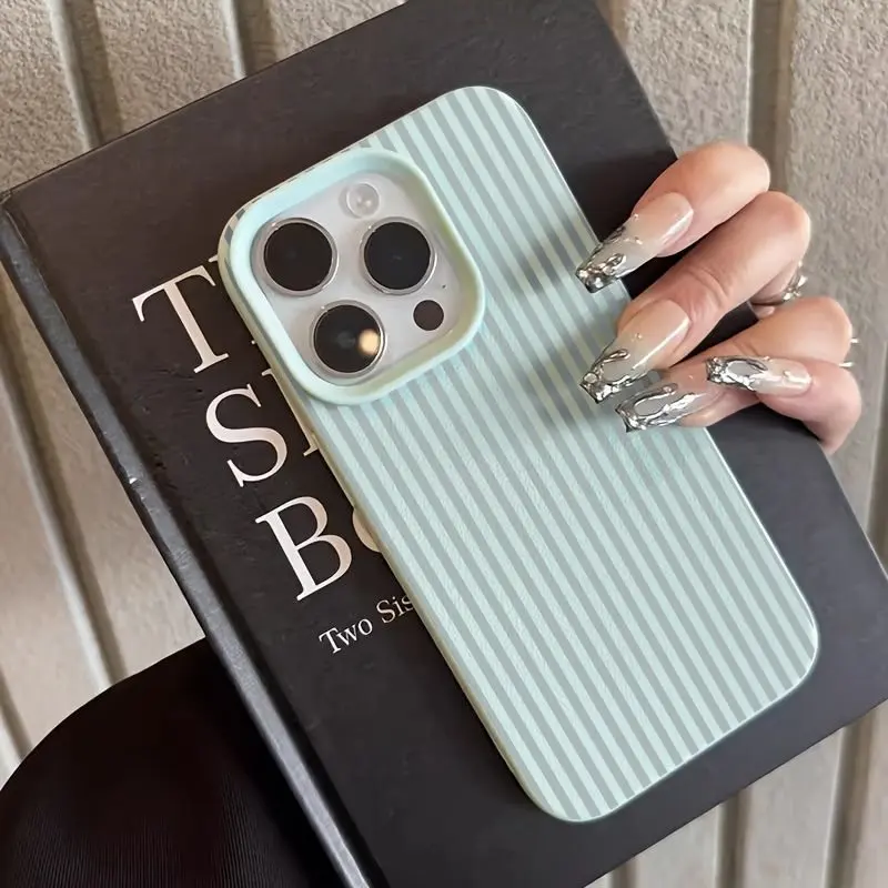 Light Blue Striped White Soft Shell Phone Case Cover