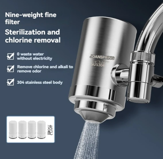 Faucet Water Filter Kitchen Tap Water Purifier Stainless Steel Faucet Mount Water Filtration System Remove Chlorine, Sediment