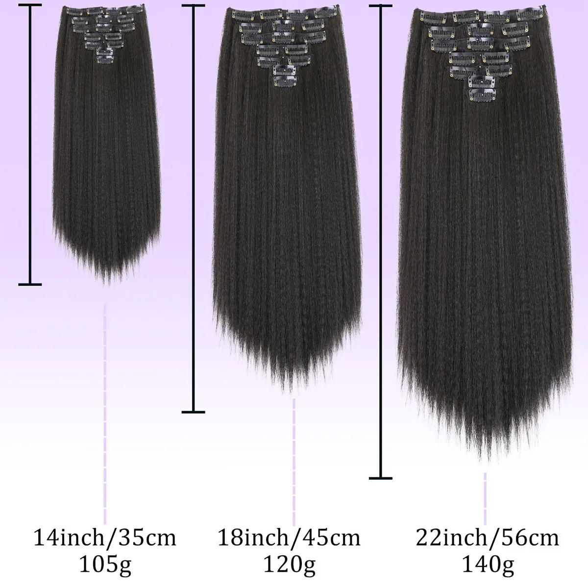 Synthetic Hair Yaki Clip In Hair Extensions 7Pcs/set 16Clip-In Hairpieces For Black Women