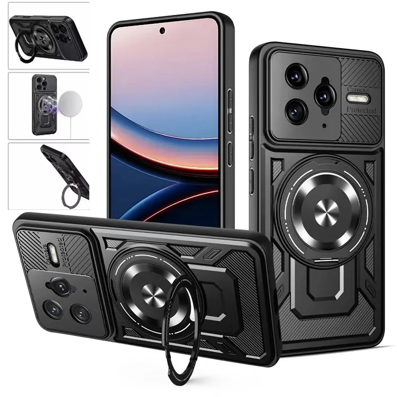 Armor Shockproof MagSafe Wireless Charging Case with Magnetic Ring Stand Holder