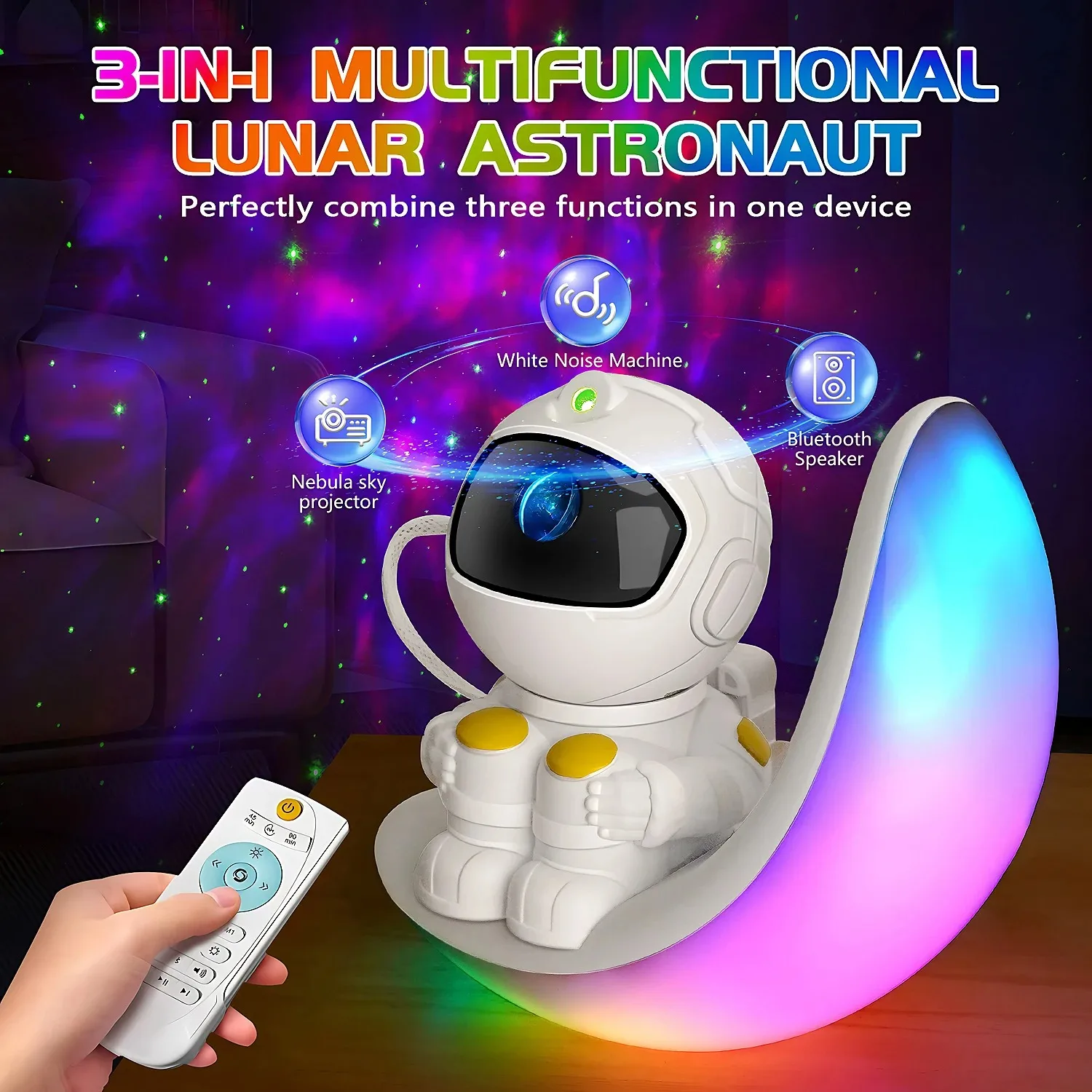 ตัวเลือกสินค้า โคมไฟบลูทูธ RGB ดวงจันทร์ ปรับแสง สี นาฬิกา